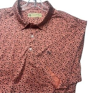 Donald Ross 2XL Men's Deep Peach Football Patterned Polo